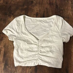 OFFLINE By Aerie Real Me Ruched T-Shirt, white, small, never worn!